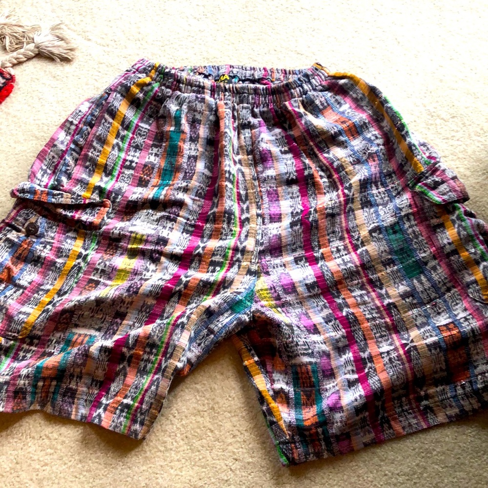 Handwoven Guatemalan Rainbow Spark Shorts